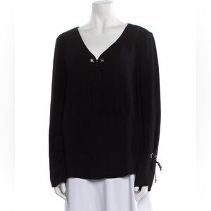 Ramy Brook Black V-Neck Long Sleeve Blouse Size M